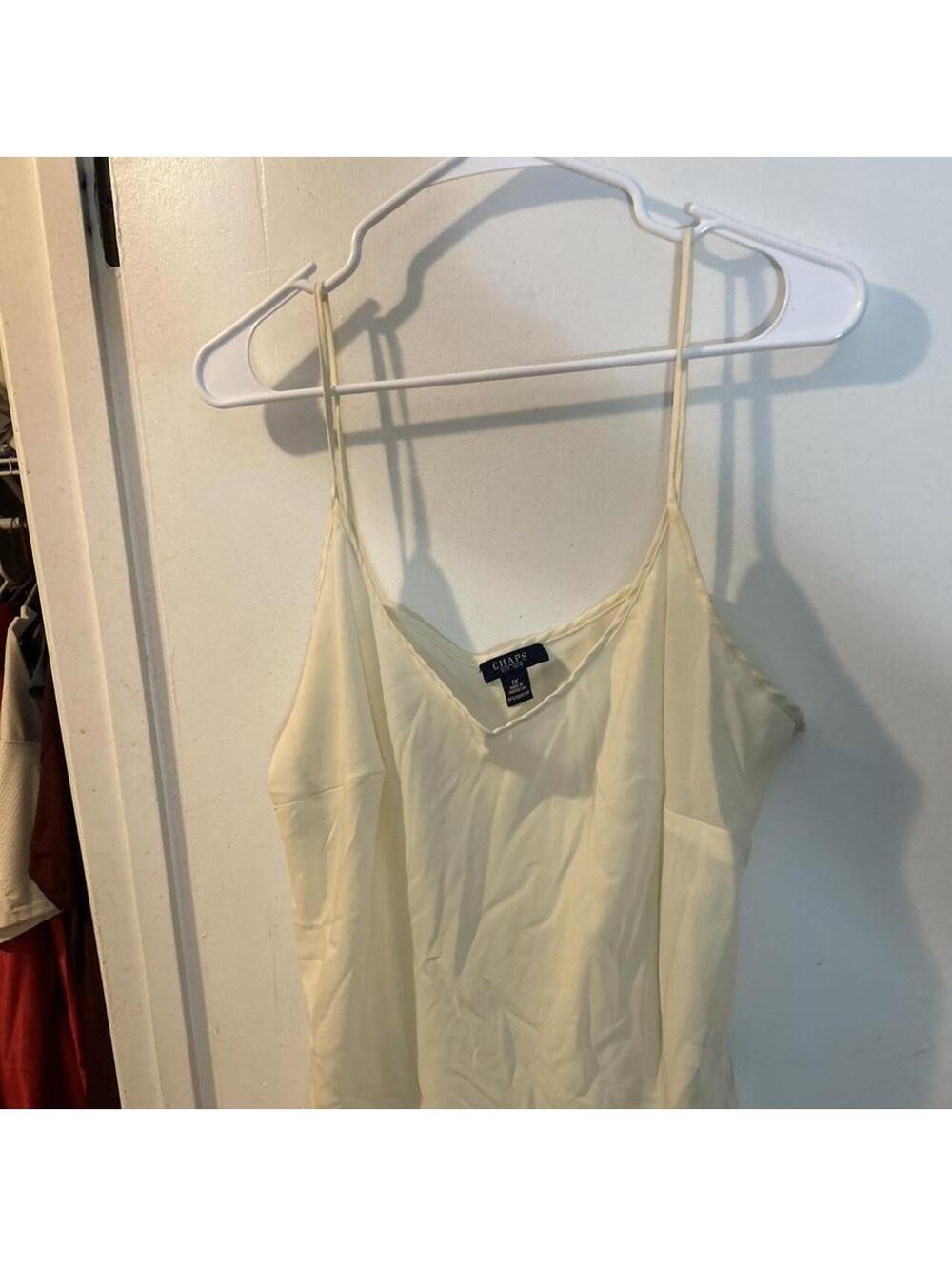 Chaps cream polyester tank top in a 1X #slip #chaps